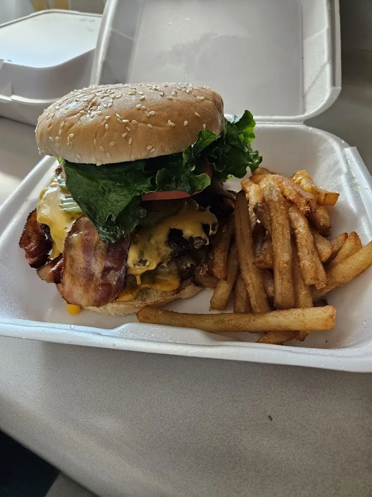 Double Bacon Cheeseburger and Fries